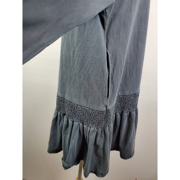 NWT Miou Muse Tunic Dress Babydoll Open Back Long Sleeve Sweatshirt Gray Pleated - Picture 5 of 11